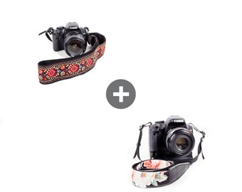 Floral Camera Straps. Suede Camera Straps - DSLR Adjustable Straps For Canon, Nikon and Sony