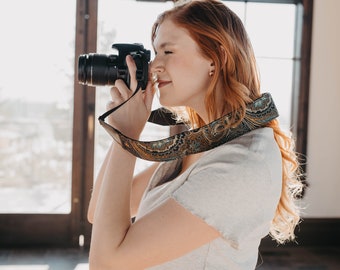 Camera Strap for Canon and Nikon -Brown Gold strap For DSLR camera - Mother's day Gift. Best Gift for photographers