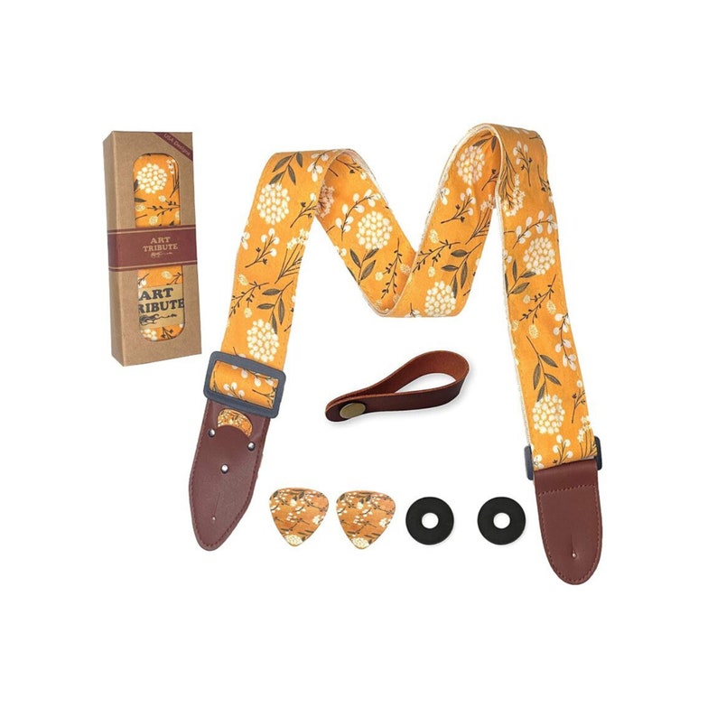 Mustard Guitar Strap Acoustic Guitar Strap Yellow Gift Etsy