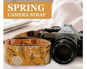 Yellow Camera Strap for Canon and Nikon - Spring blossom strap For DSLR camera - photographer gift