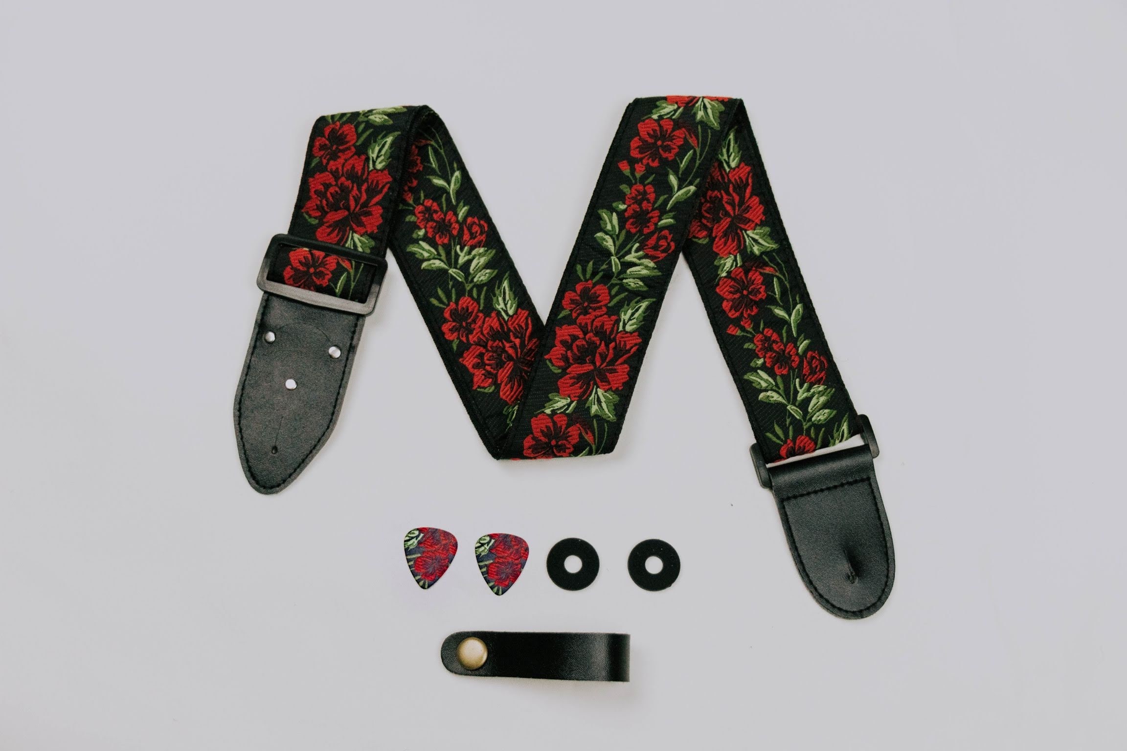 Flower Guitar Strap Red roses guitar strap gift for guitar Etsy