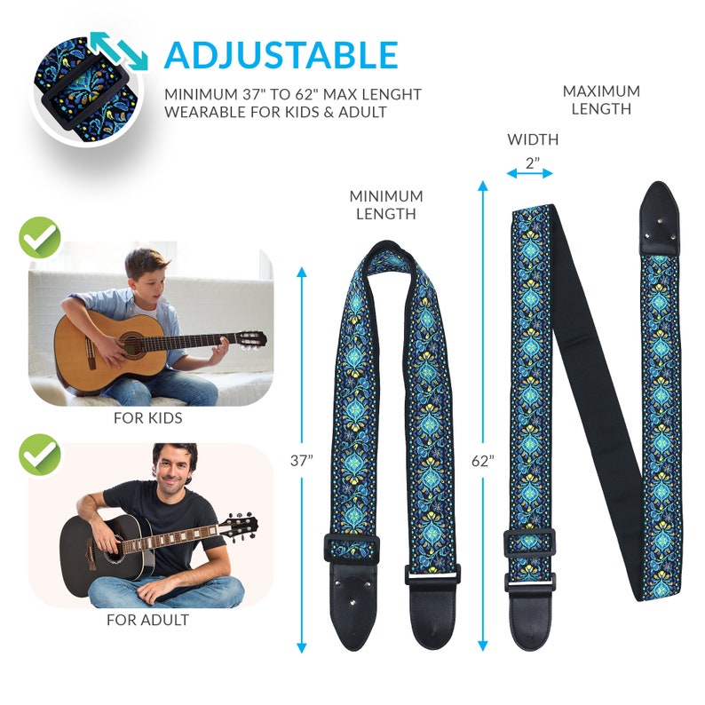 Guitar Strap Woven, Guitar Accessory, Guitar player gift for him boyfriend image 5