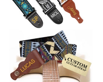 Personalized Guitar Strap - Unique and Colorful design with Custom Embroidery - Gift Ideas for Musicians - Multi Color Guitar Strap