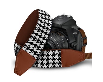 Premium Camera Strap Ideal for any DSLR Camera - Adjustable length and Comfort Padding - Black White Sketch