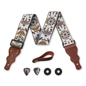 Vegan Guitar Strap Hippie Acoustic guitar strap gift for guitar player. image 9