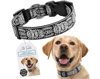 Black Silver Dog Collar | Adjustable Neck Collar | Gift for Pups | Dog Accessories | Comfortable and Durable Dog Neck Collar