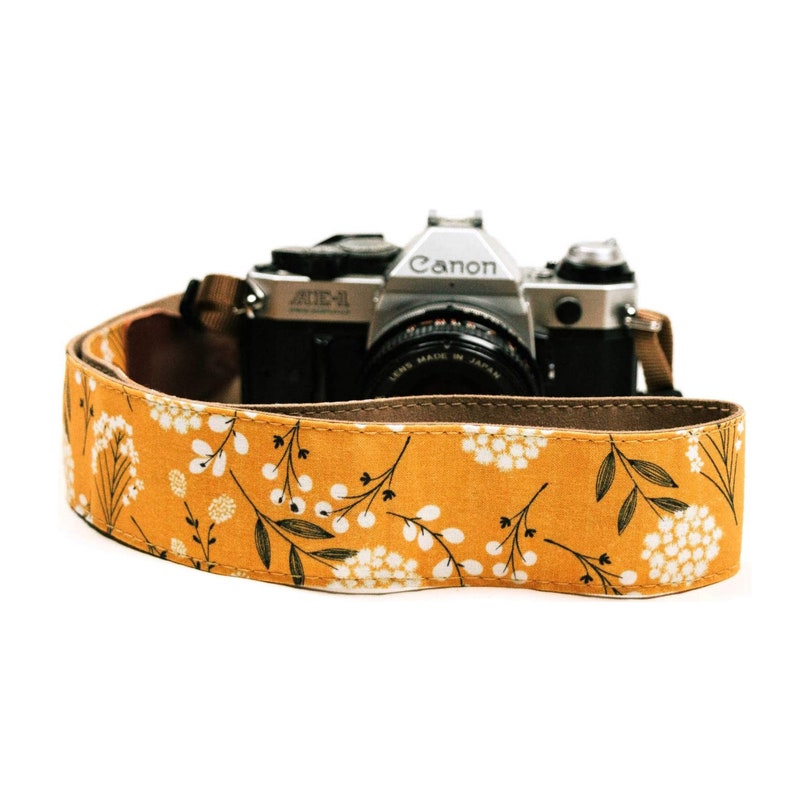 Yellow Camera Strap for Canon and Nikon - Spring blossom strap For DSLR camera - photographer gift 