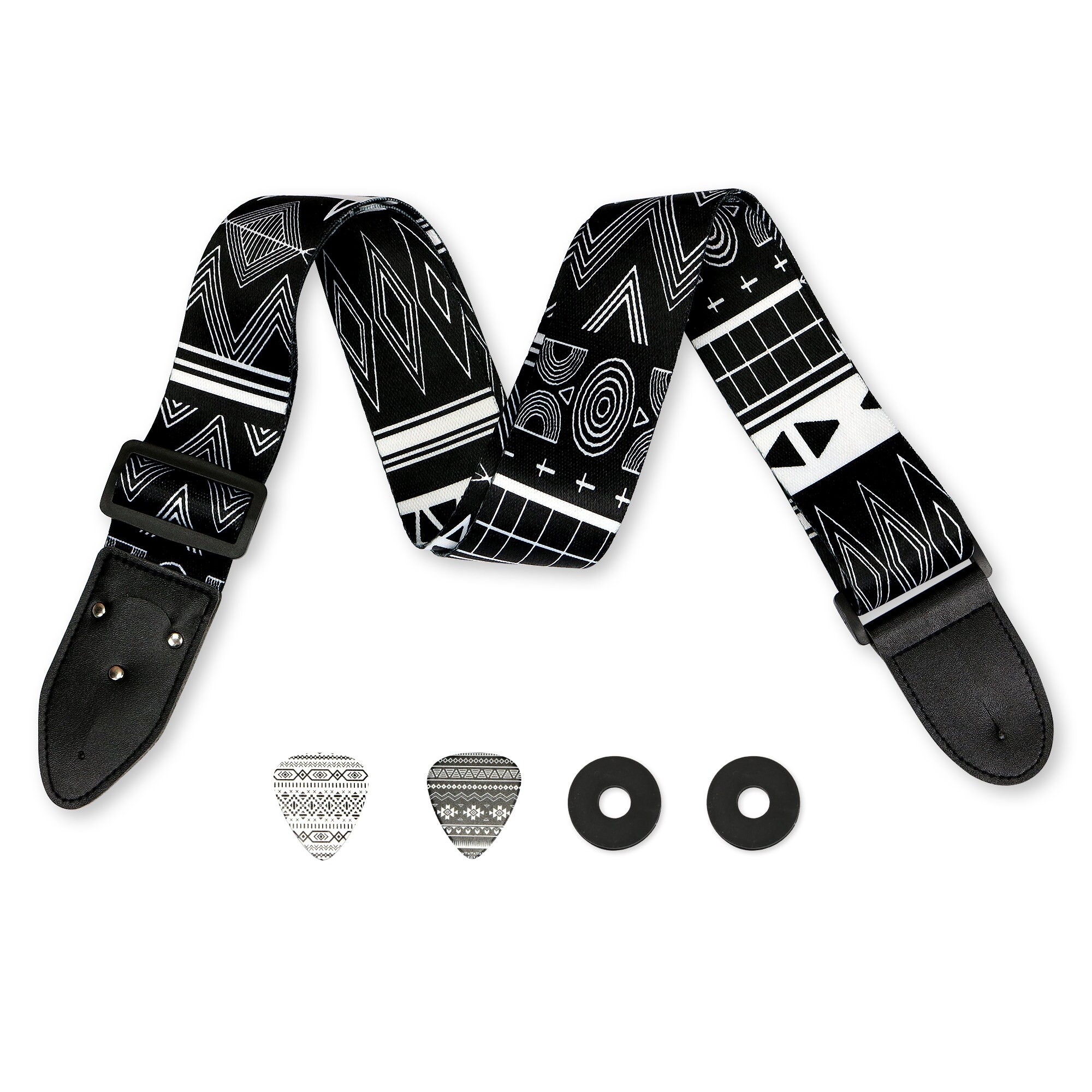 2 Guitar Straps Set Black and White Guitar Strap Black Etsy