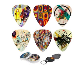 Art Guitar Picks - Abstract Guitar Art - Kandinsky Cool Picks. Gift Guitar Picks, Picks Holder - Christmas Gift For Guitar Player