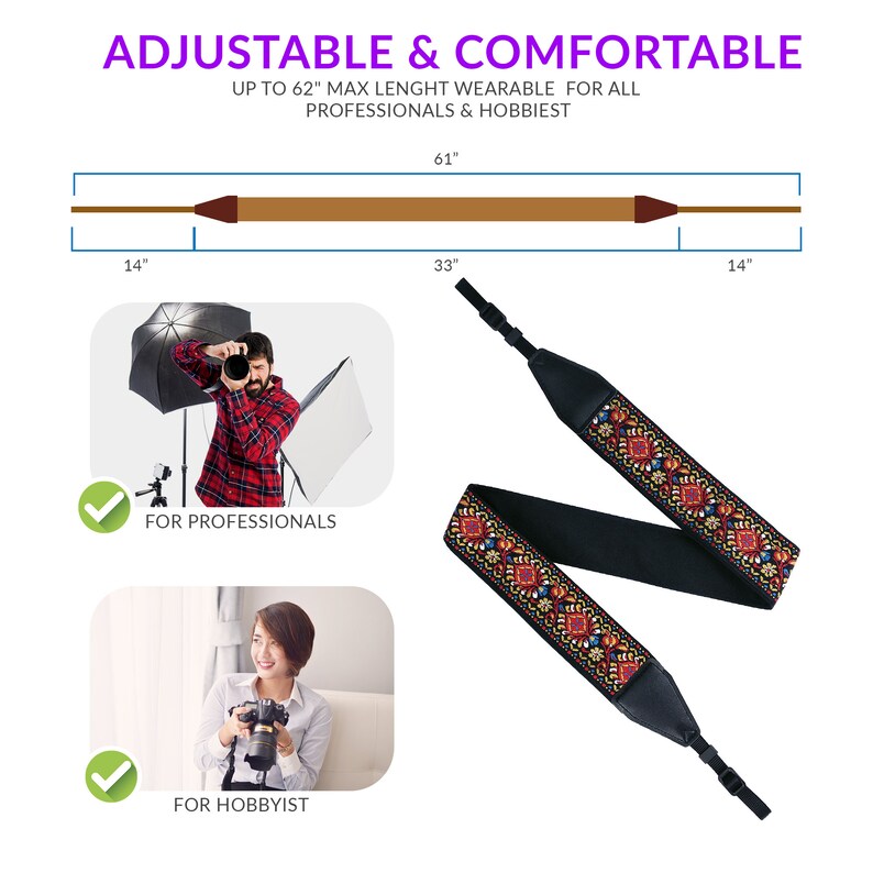 DSLR Red Camera Strap Nikon Woven Camera strap For Canon Vintage Camera strap Quick Release Buckles Sony and more