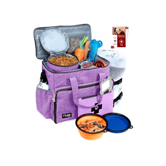 Purple Dog Travel Bag Dog and Cat Accessories Organizer for 