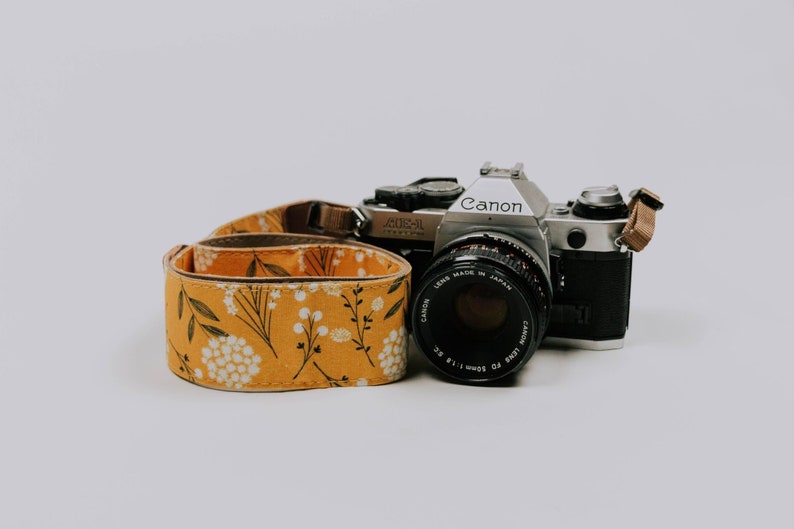 Yellow Camera Strap for Canon and Nikon Spring blossom strap For DSLR camera photographer gift image 8