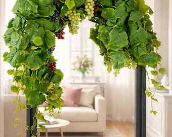 Artificial Grapevine Garland, Tuscan Vineyard Decor, 6ft Faux Greenery