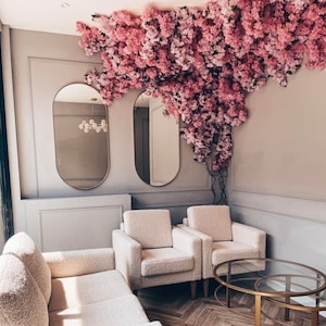 Ghirlanda di fiori di ciliegio artificiali lunga 150 cm, albero di ciliegio artificiale, ghirlanda di fiori rosa, esposizione di fiori per vetrine di negozi