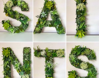 Moss Succulent Letter: Green Botanical Office Wall Decor