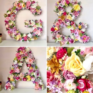 3D Flower Letters,  Floral Alphabet, Wedding Initials, Greenery Letter, Flower Letter Monogram, Nursery Wall Name Sign, Boho Nursery Decor