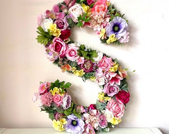 Large Flower Letters 16", 24", 32",Giant Floral Letter, Nursery Letter Monogram, Wedding Decor, Floral Letter Initials, Baby Shower Party