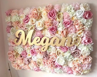 Personalized Silk Flower Wall Panel: Nursery Decor, Wedding Backdrop