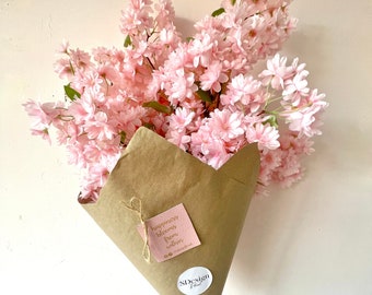 Faux Cherry Blossom Bouquet, Artificial Pink Cherry Blossom Arrangement, Cherry Blossom Branches, Mothers Day Flower Bouquet