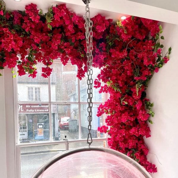 Artificial Fuchsia Bougainvillea Garland, Faux Bougainvillea Flower Garland, Luxury Artificial Bougainvillea Flowers, Wedding Flower Decor