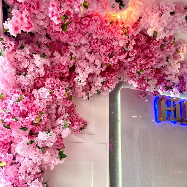 Kirschblüten-Girlande 150 cm, rosa Blüte Blumengirlande, Blumengirlande Hochzeit, künstliche Kirschblüte