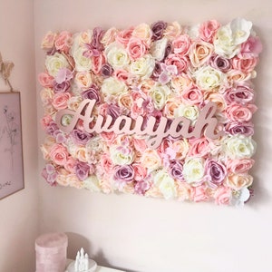 Personalized Pink Ivory Flower Wall: Silk Floral Nursery Decor