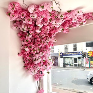 Luxury Faux Cherry Blossom Garland 150 cm 5Ft, Artificial Cherry Blossom Tree, Pink Cherry blossom Decor, Pink Flower Garland