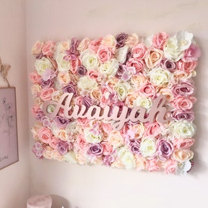 Décoration murale florale rose, décoration murale pour chambre de bébé, décoration murale florale pour salon de coiffure, cadeau baby shower, toile de fond florale, décoration murale pour chambre de bébé