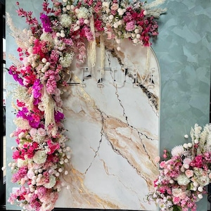 Luxury Silk Flower Garland Backdrop | Wedding Arch Flowers | Pink & White Event Décor