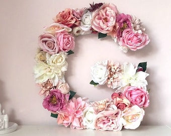 Flower Letter, Floral Letter  Custom Decor, Pink Nursery, Baby Name Sign,  Custom Floral Letter, Flower Initial