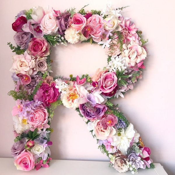 Flower Letter Eden garden, Large Floral Letter Initials, Woodland Nursery Decor, Floral Initials For Wedding, Floral Wall Alphabet