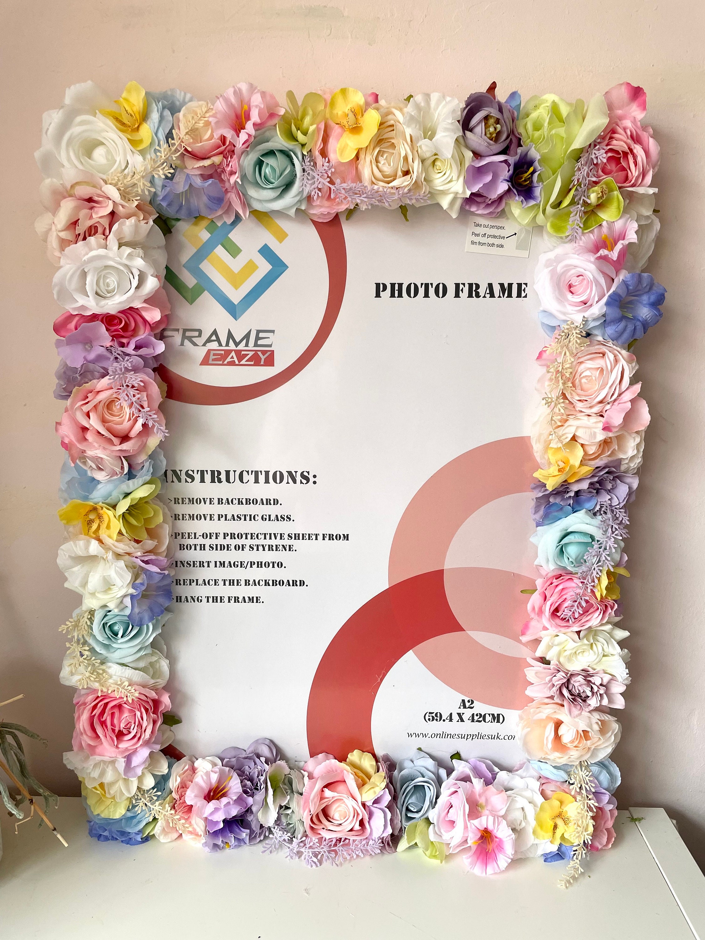 ご予約ヴィンテージピンク薔薇薫るフォトフレームハンドペイント飾りトレーエレガント ご予約ヴィンテージピンク薔薇薫るフォトフレームハンドペイント