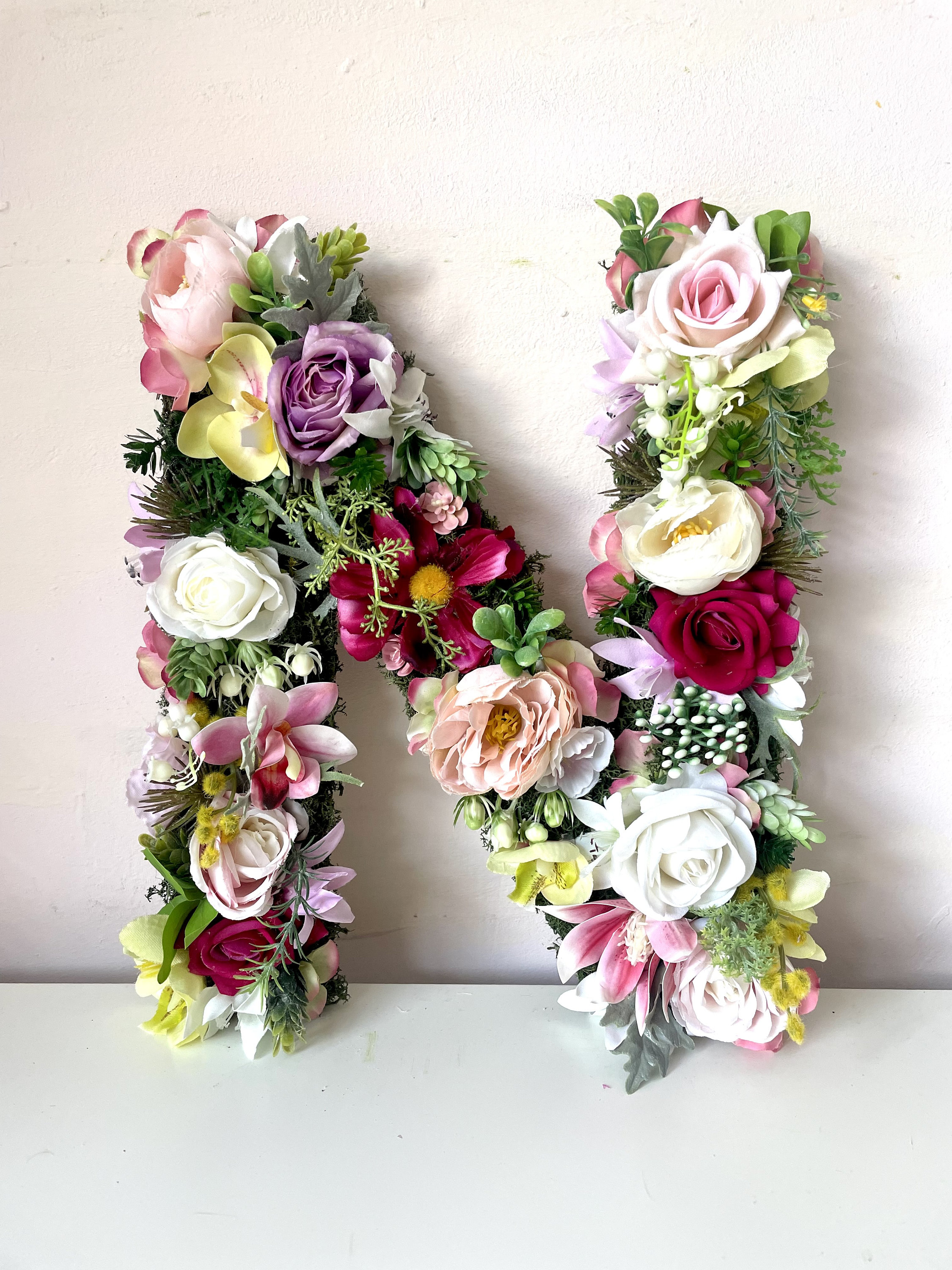 Flower Wall Letter Floral Letter Initial Flower Filled Etsy UK