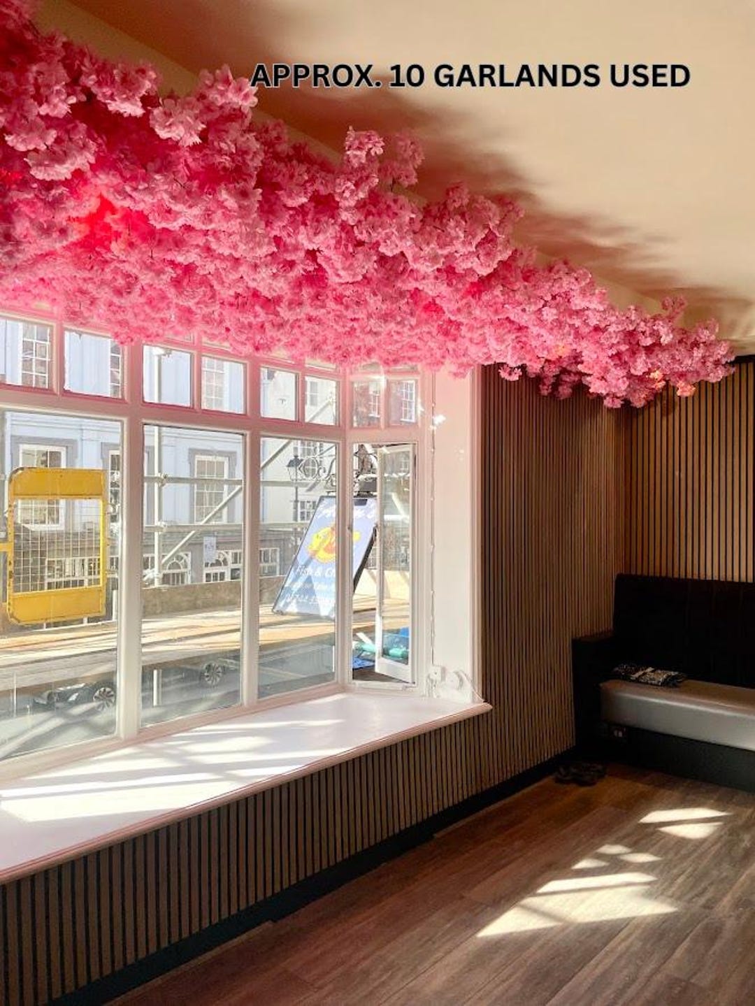 造花桜ガーランド、ピンクのシルクフラワー、天井装飾、長さ150cm