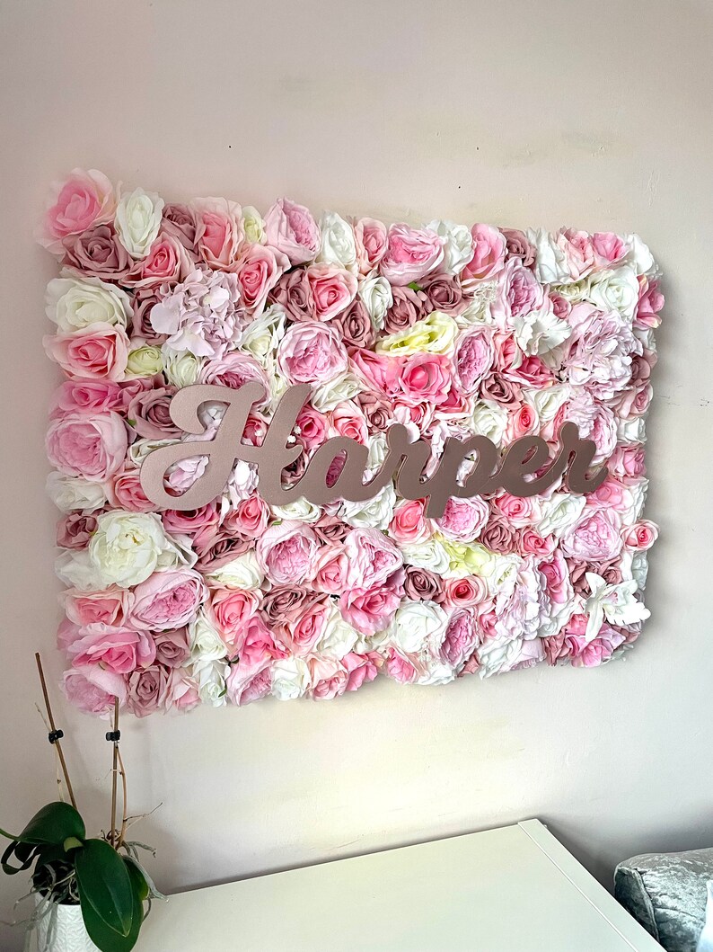 Dusty Pink Nursery Flower Wall Faux Flower Wall Panels Etsy UK