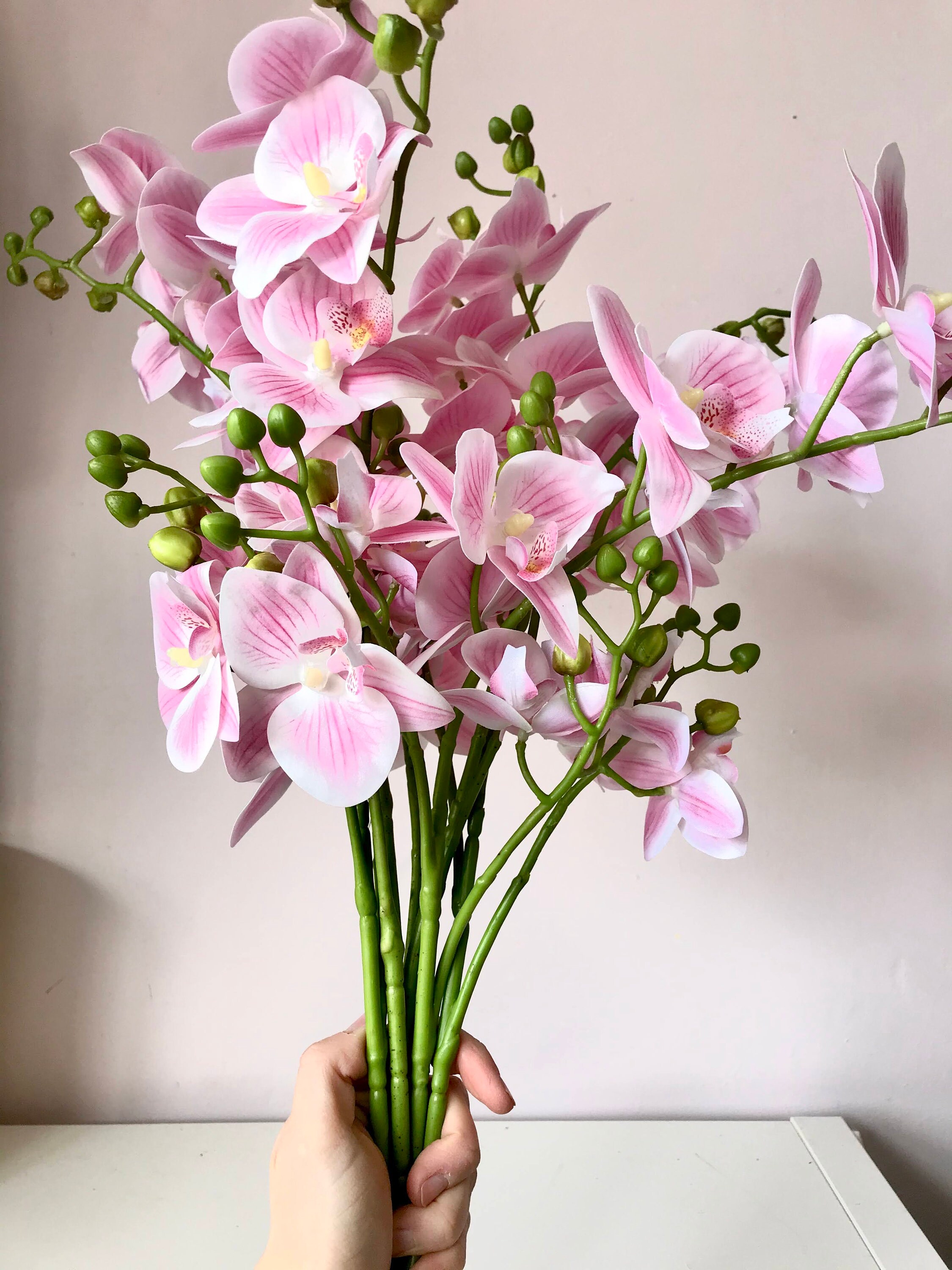 Artificial Real Touch Orchid Stem Wedding Flowers Pink Faux Etsy