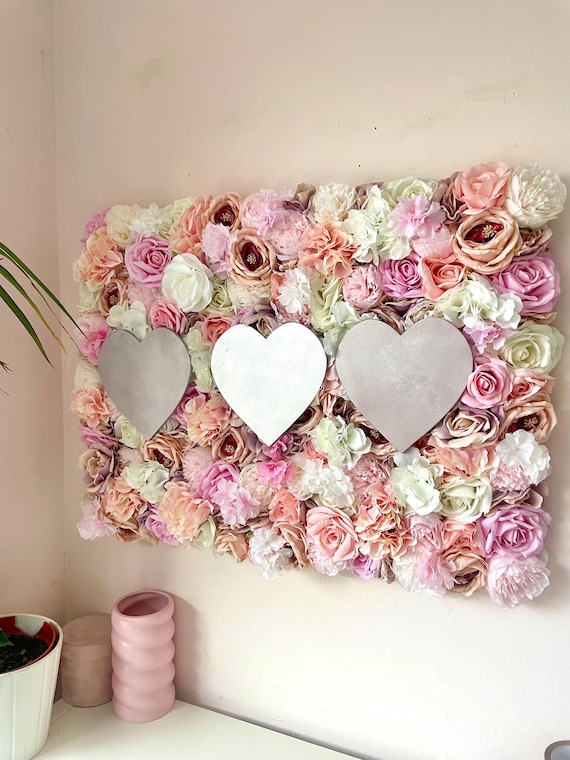 ピンクのシルクフラワーの壁背景：サロン、子供部屋の装飾 - Etsy 日本