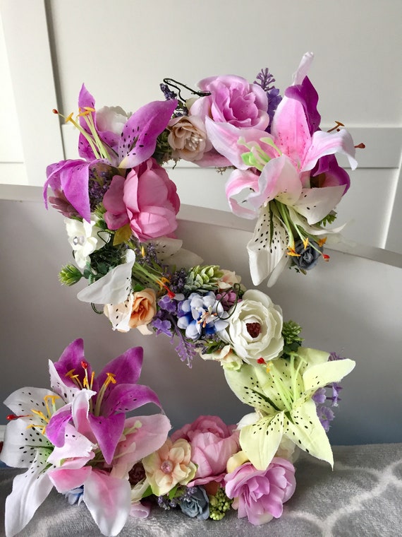 Flower Letter Wedding Floral Decor Wedding Letters Nursery Etsy