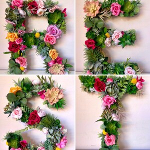 Flower Letters Nursery, Floral Initial, Woodland Nursery Decor, Baby Floral Name Sign, Moss Letters, Baby Shower Decor, Flower Letter