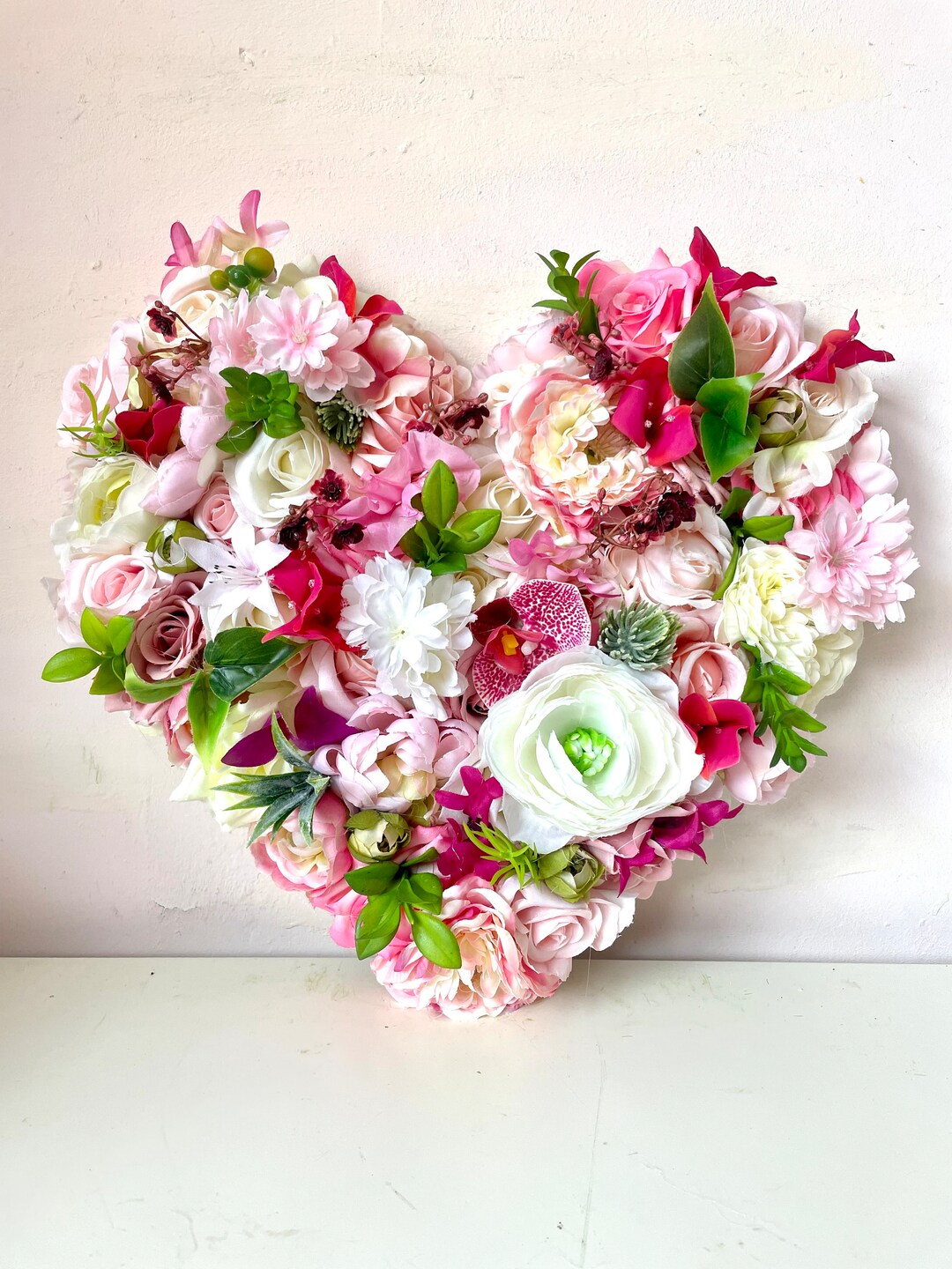 3D Flower Heart, Large Floral Heart, Artificial Flower Heart, Grave