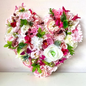 3D Flower Heart, Large Floral Heart, Artificial Flower Heart, Grave/Memorial Tribute, Floral Heart Shape, Gift For Her, Floral Love Heart