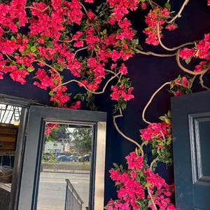 6.5 ft Artificial Bougainvillea Vine Garland – Bright Pink Faux Floral Arrangement On Natural Tree Vine – Realistic Bougainvillea Garland
