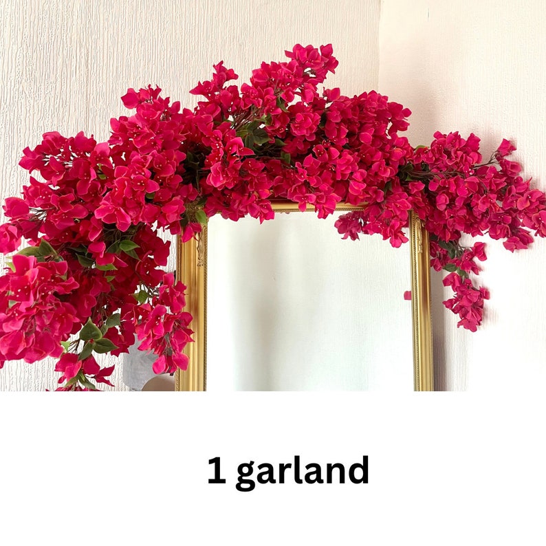 Artificial Bougainvillea Garland 150 cm, Faux Bougainvillea Flower Garland, Bougainvillea Flower Indoor, Outdoor, Lux Flower Garland image 3