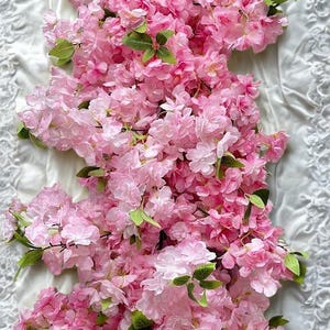 Artificial Cherry Blossom Garland 5 FT, Floral Table Runner, Pink Wedding Decor, Pink Blossom Table Centrepiece, Wedding Table Decor