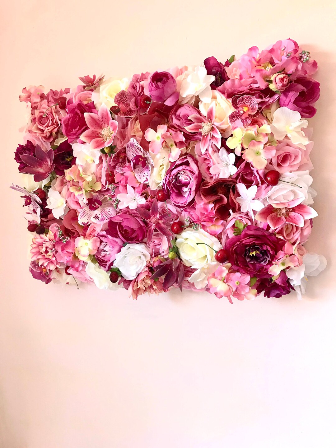 Aperturee Pink Yellow Rose Fuax Flower Wall Decor For Wedding