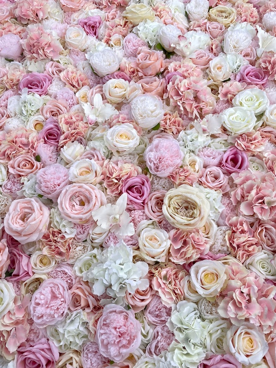 Pink Flower Wall Panels Faux Flower Wall Backdrop Wedding Etsy