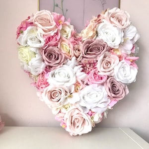Flower Heart, Floral Wall Art, Love Heart, Nursery Wall Decor, Floral Heart Wedding, Floral Heart Pink, Wedding Gift,
