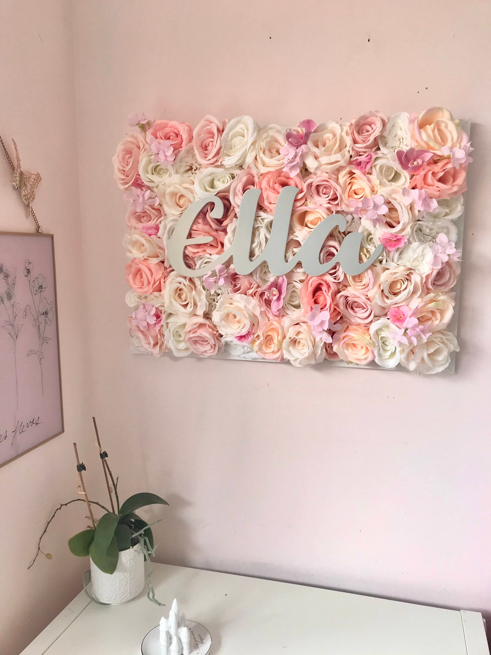 Custom Flower Wall Pink Floral Wall Nursery Decor Salon Etsy