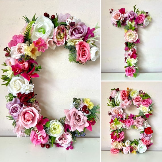 Floral Letter: Colourful 3D Flower, Moss & Silk Decor - Etsy