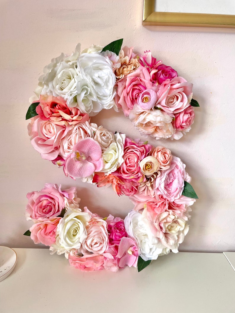 Pink Flower Letter R Flower Wall Letter Nursery Baby Name Etsy UK